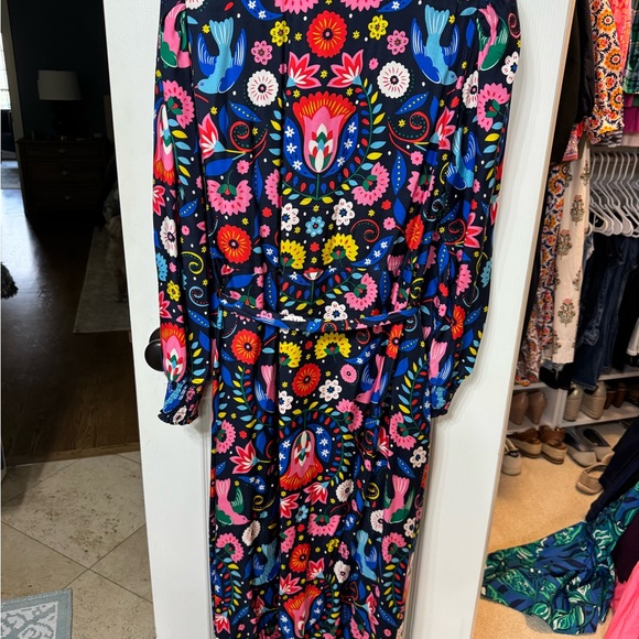 Boden Floral Multi-Color Long Sleeve Midi Dress - Picture 2 of 3